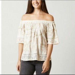 Lucky Brand Embroided off the shoulder blouse